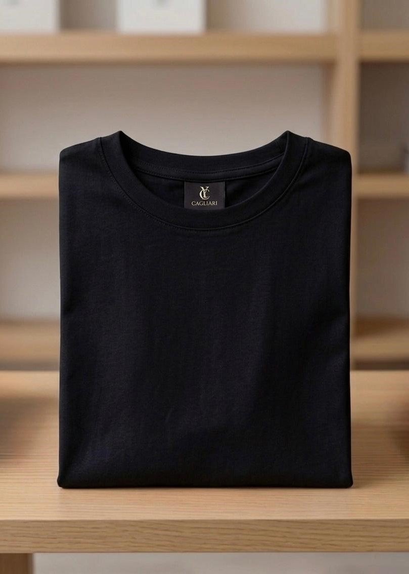 Cagliary Black Crew Neck T-Shirt