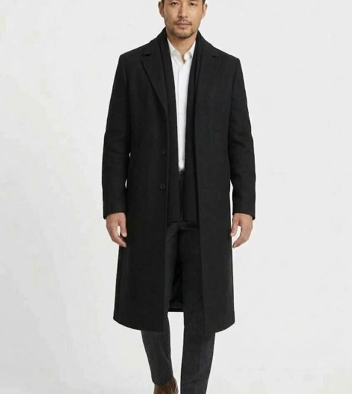 Premium Cashmere-Blend Tailored Overcoat Black